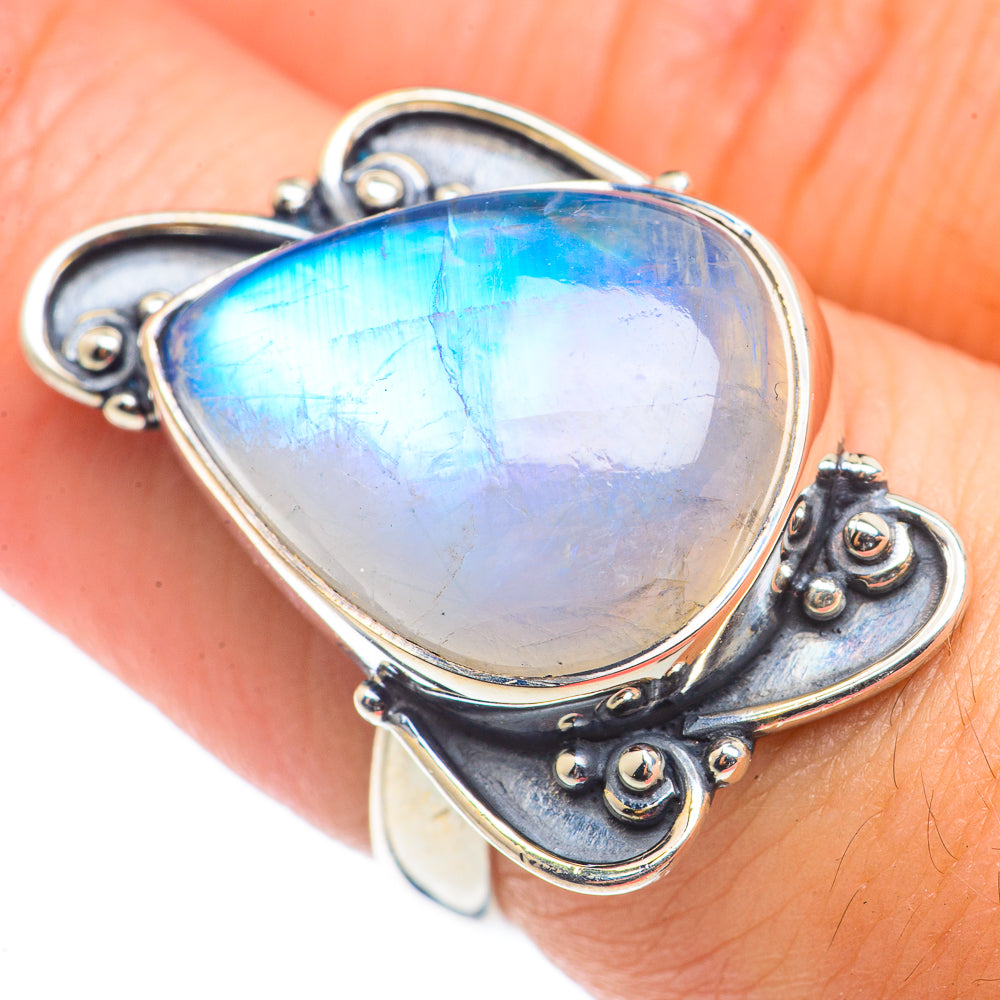 Rainbow Moonstone Rings handcrafted by Ana Silver Co - RING71000