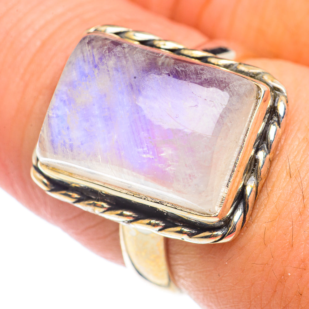Rainbow Moonstone Rings handcrafted by Ana Silver Co - RING71036
