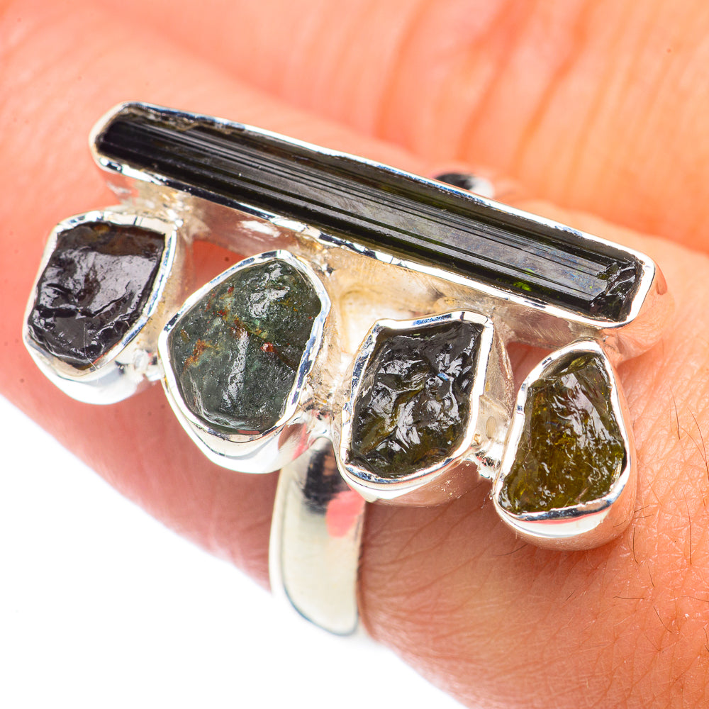 Green Tourmaline Rings handcrafted by Ana Silver Co - RING71038