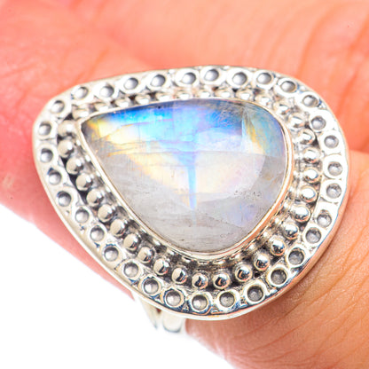 Rainbow Moonstone Rings handcrafted by Ana Silver Co - RING71069