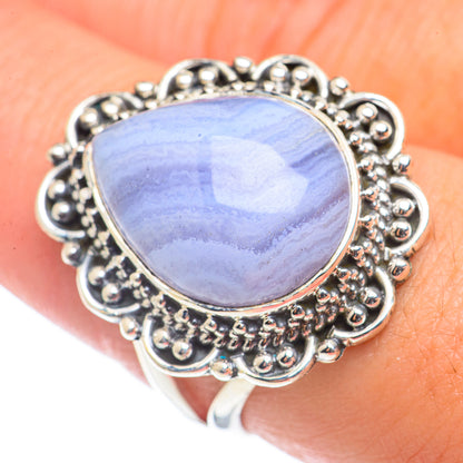 Blue Lace Agate Rings handcrafted by Ana Silver Co - RING71071
