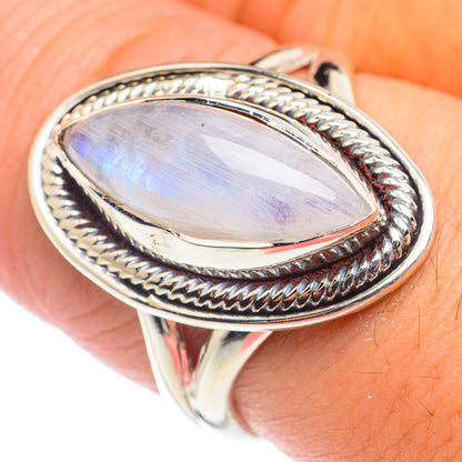 Rainbow Moonstone Rings handcrafted by Ana Silver Co - RING71072