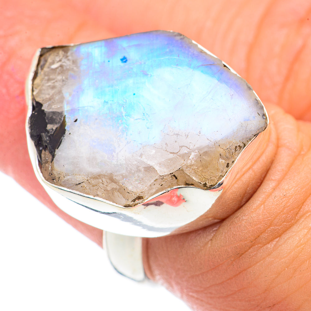 Rainbow Moonstone Rings handcrafted by Ana Silver Co - RING71073