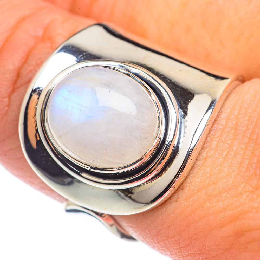 Rainbow Moonstone Rings handcrafted by Ana Silver Co - RING71106