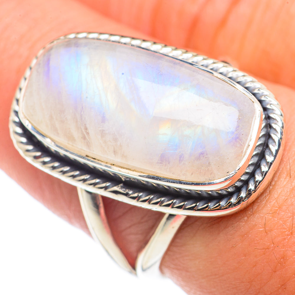 Rainbow Moonstone Rings handcrafted by Ana Silver Co - RING71108