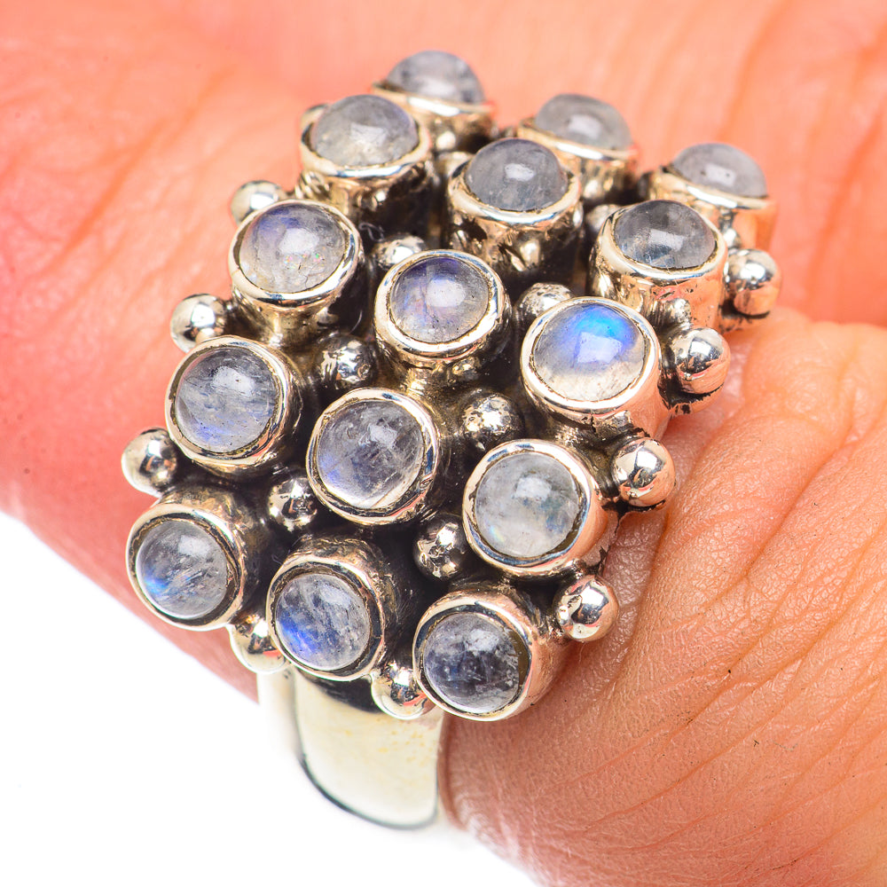 Rainbow Moonstone Rings handcrafted by Ana Silver Co - RING71109