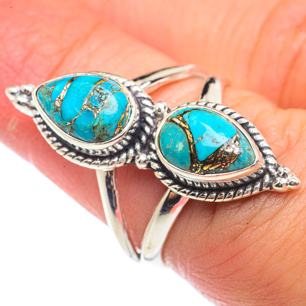 Blue Copper Composite Turquoise Rings handcrafted by Ana Silver Co - RING71114