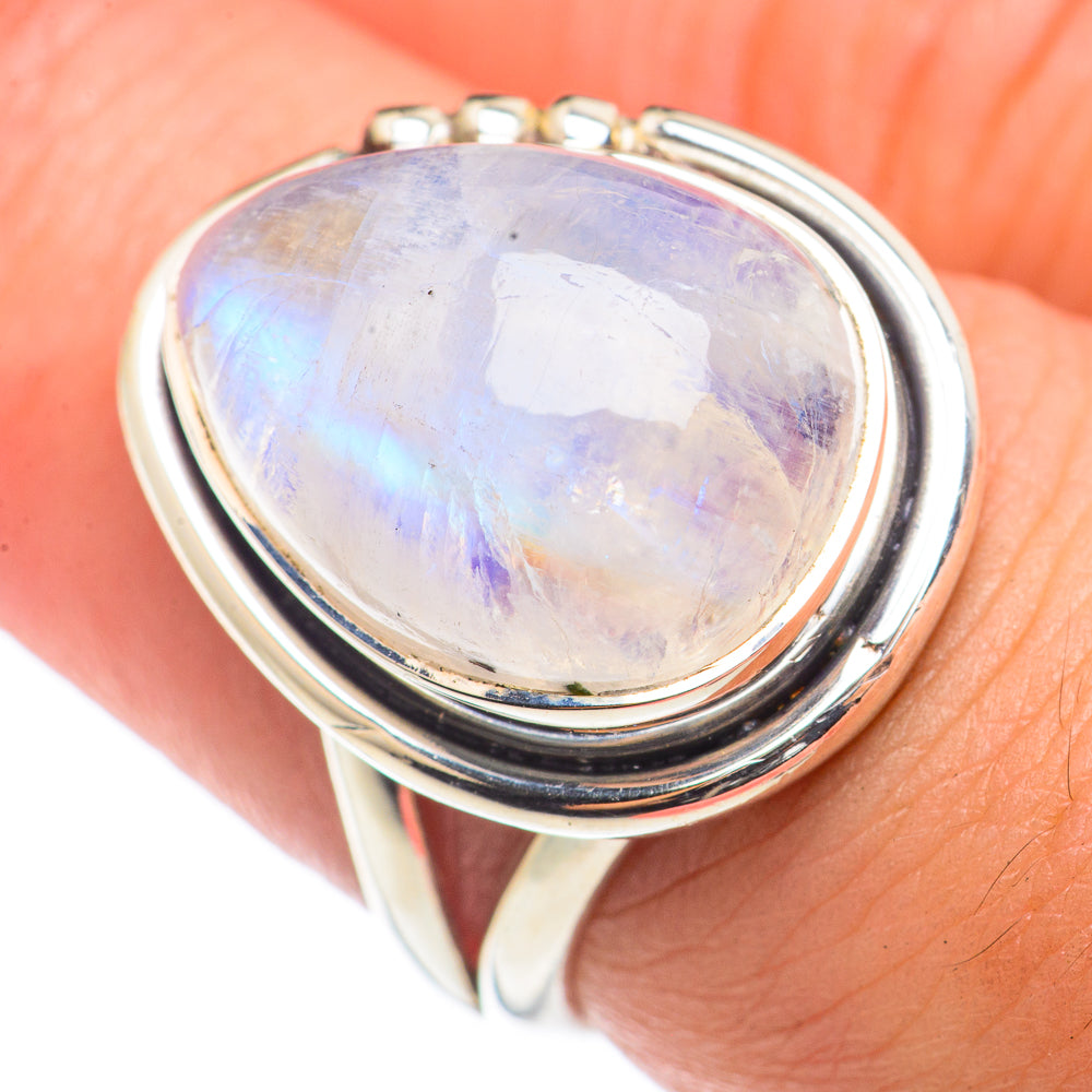 Rainbow Moonstone Rings handcrafted by Ana Silver Co - RING71142