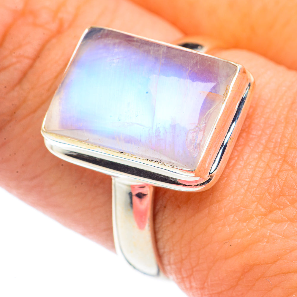 Rainbow Moonstone Rings handcrafted by Ana Silver Co - RING71144