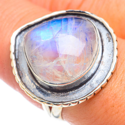 Rainbow Moonstone Rings handcrafted by Ana Silver Co - RING71145