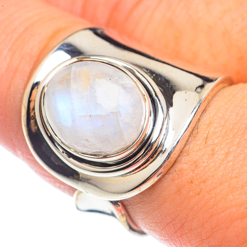 Rainbow Moonstone Rings handcrafted by Ana Silver Co - RING71146