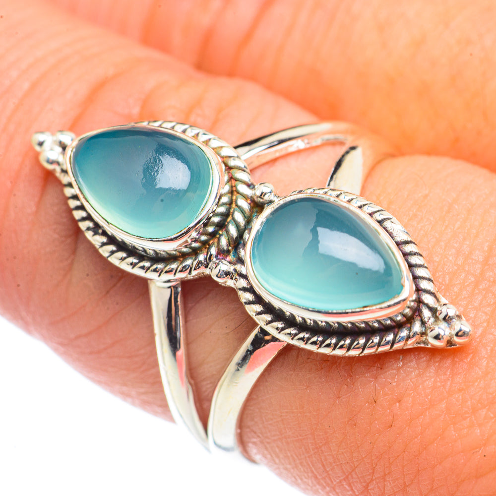 Aqua Chalcedony Rings handcrafted by Ana Silver Co - RING71151