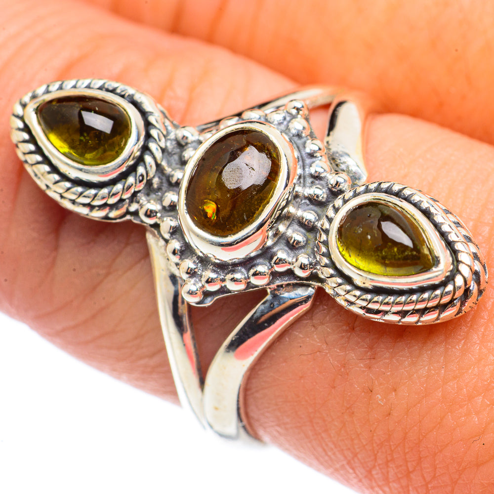 Green Tourmaline Rings handcrafted by Ana Silver Co - RING71157