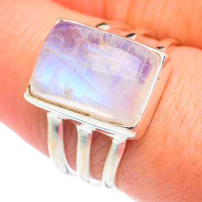 Rainbow Moonstone Rings handcrafted by Ana Silver Co - RING71217