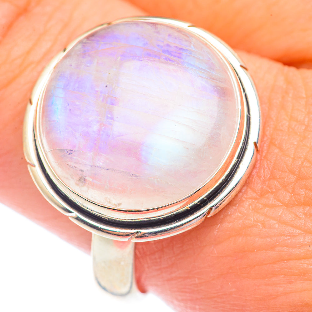 Rainbow Moonstone Rings handcrafted by Ana Silver Co - RING71218