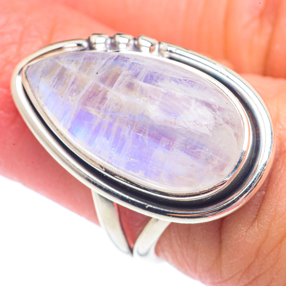 Rainbow Moonstone Rings handcrafted by Ana Silver Co - RING71220