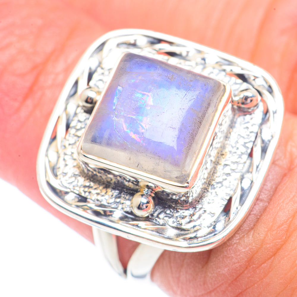 Rainbow Moonstone Rings handcrafted by Ana Silver Co - RING71255