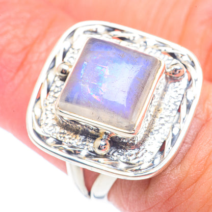 Rainbow Moonstone Rings handcrafted by Ana Silver Co - RING71255
