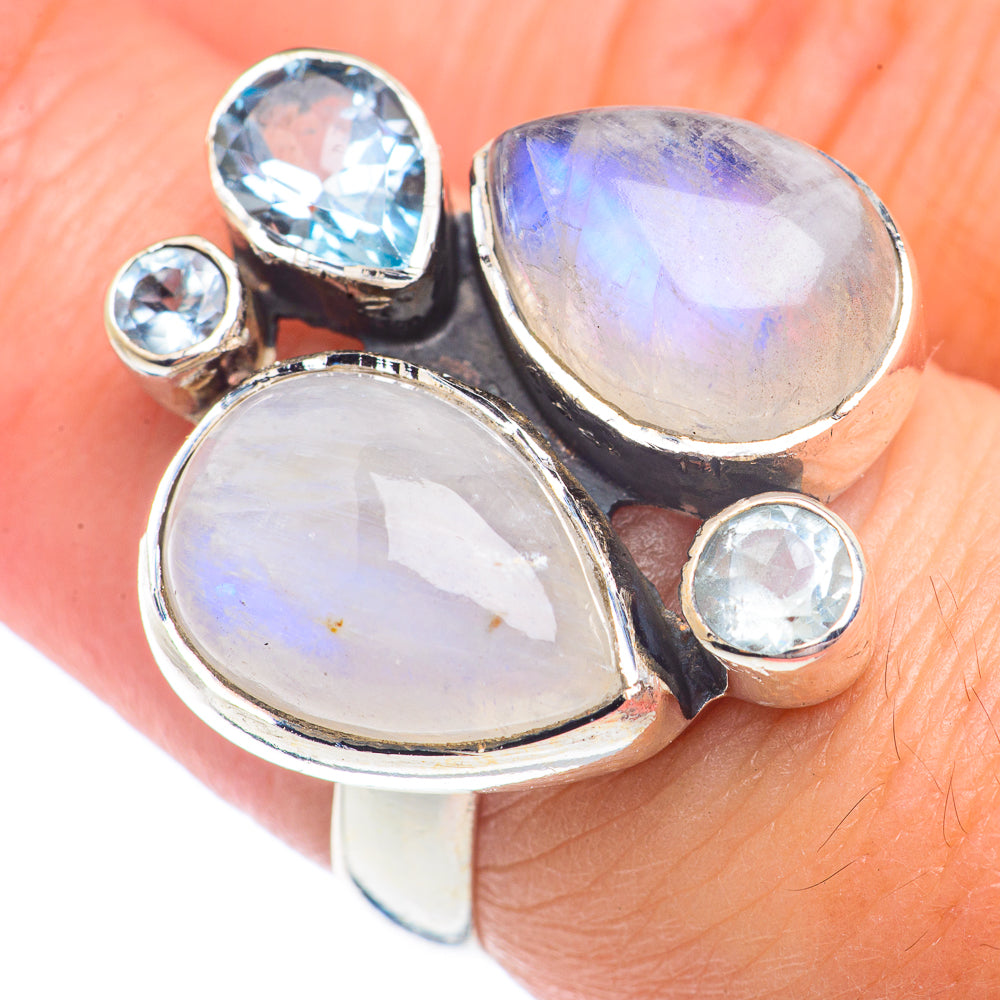 Rainbow Moonstone Rings handcrafted by Ana Silver Co - RING71256