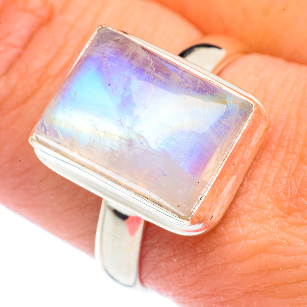 Rainbow Moonstone Rings handcrafted by Ana Silver Co - RING71258