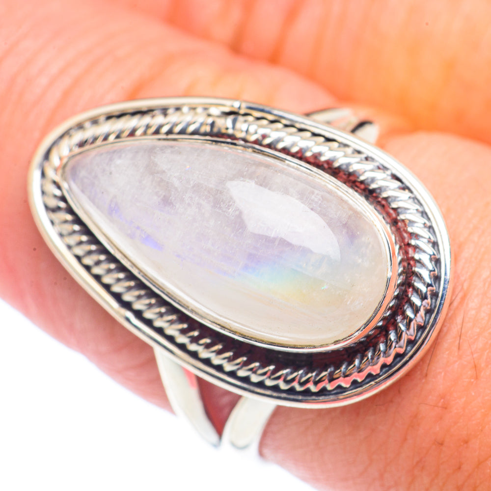 Rainbow Moonstone Rings handcrafted by Ana Silver Co - RING71259