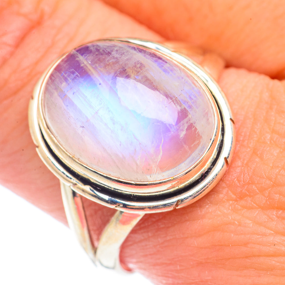 Rainbow Moonstone Rings handcrafted by Ana Silver Co - RING71293
