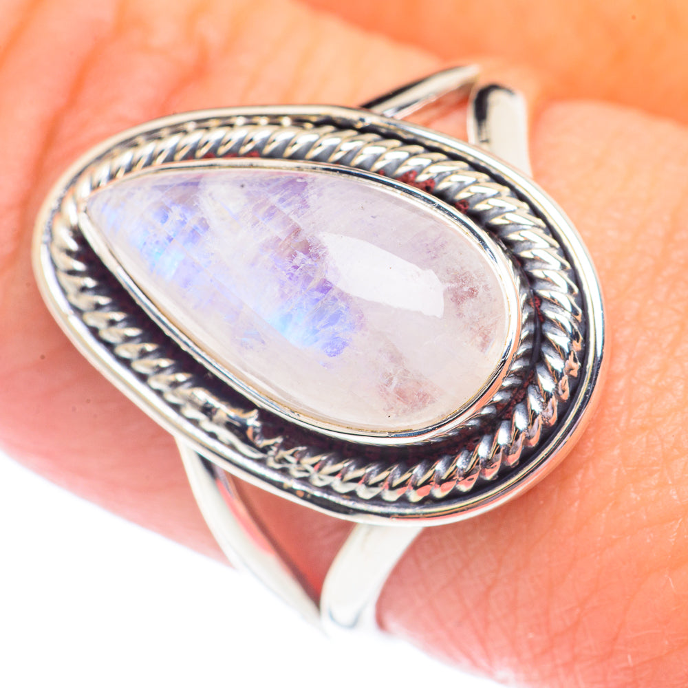 Rainbow Moonstone Rings handcrafted by Ana Silver Co - RING71332