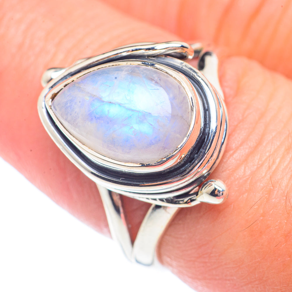 Rainbow Moonstone Rings handcrafted by Ana Silver Co - RING71334
