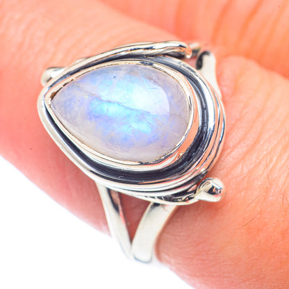 Rainbow Moonstone Rings handcrafted by Ana Silver Co - RING71334