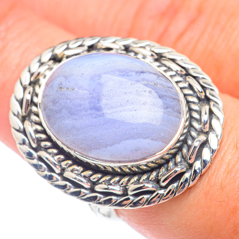 Blue Lace Agate Rings handcrafted by Ana Silver Co - RING71364
