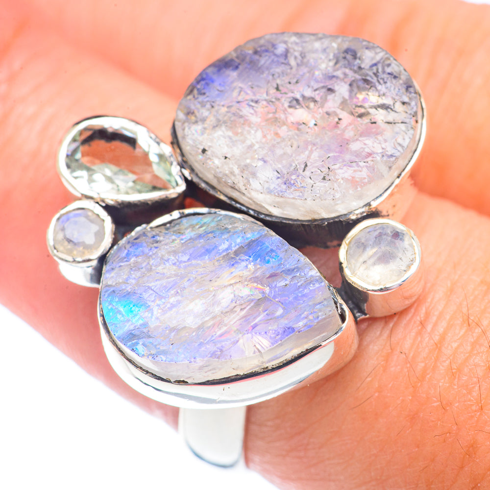 Rainbow Moonstone Rings handcrafted by Ana Silver Co - RING71367