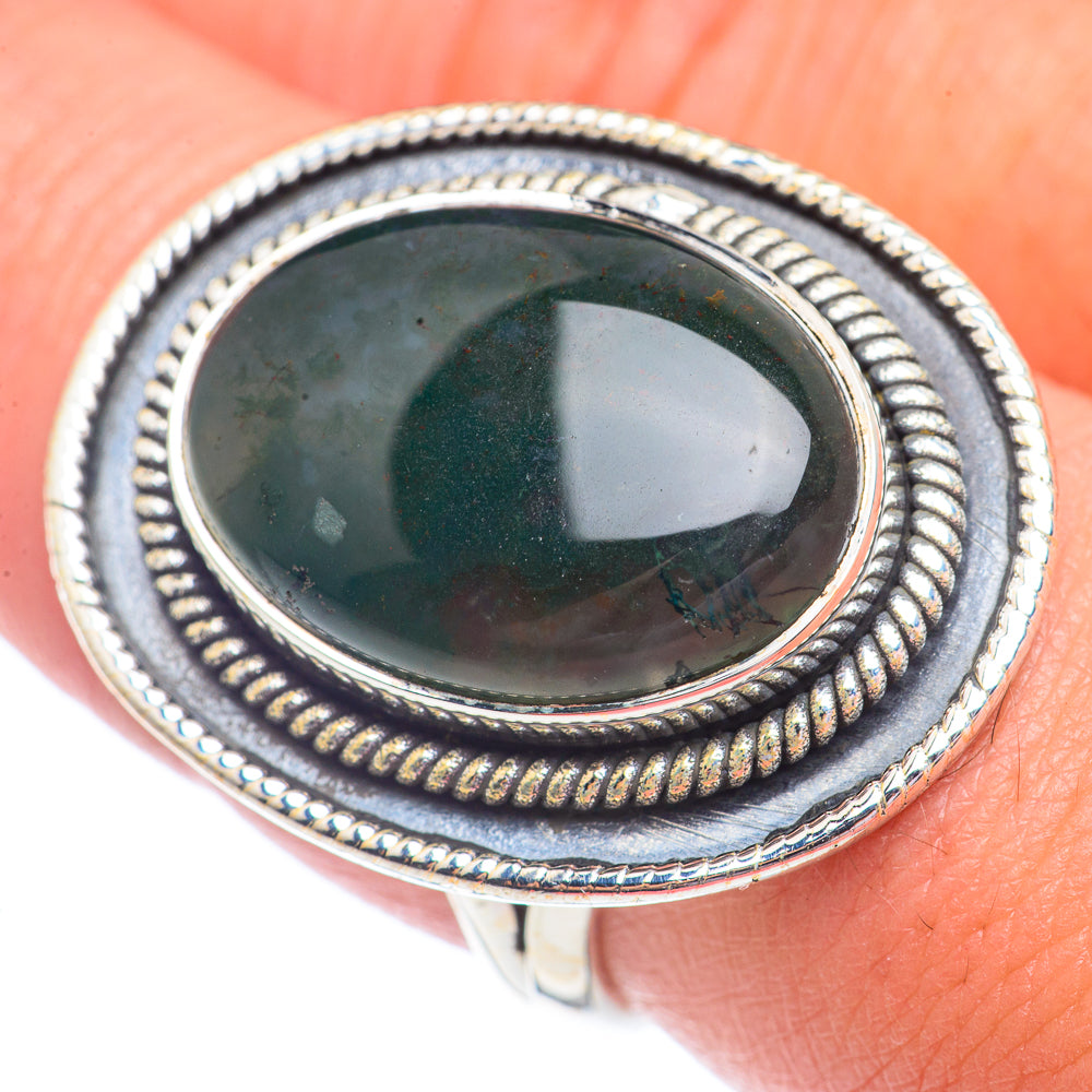 Green Moss Agate Rings handcrafted by Ana Silver Co - RING71386