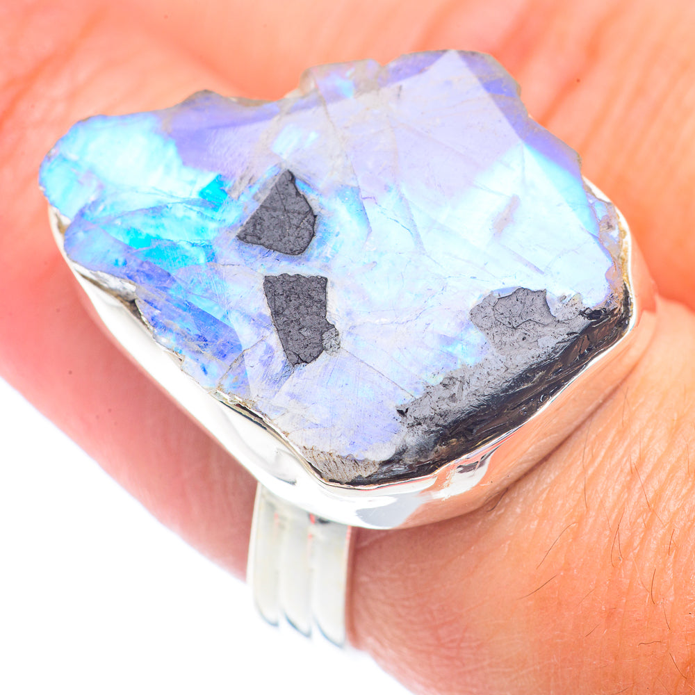 Rainbow Moonstone Rings handcrafted by Ana Silver Co - RING71406