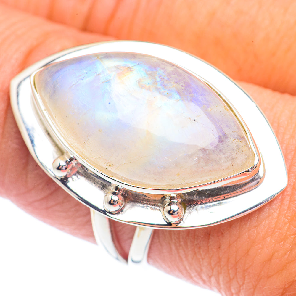 Rainbow Moonstone Rings handcrafted by Ana Silver Co - RING71407
