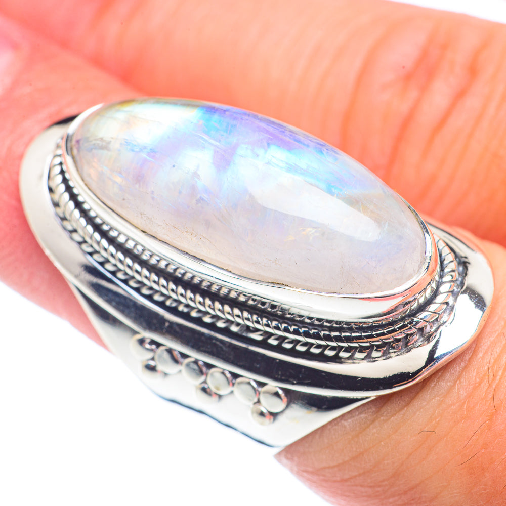 Rainbow Moonstone Rings handcrafted by Ana Silver Co - RING71408