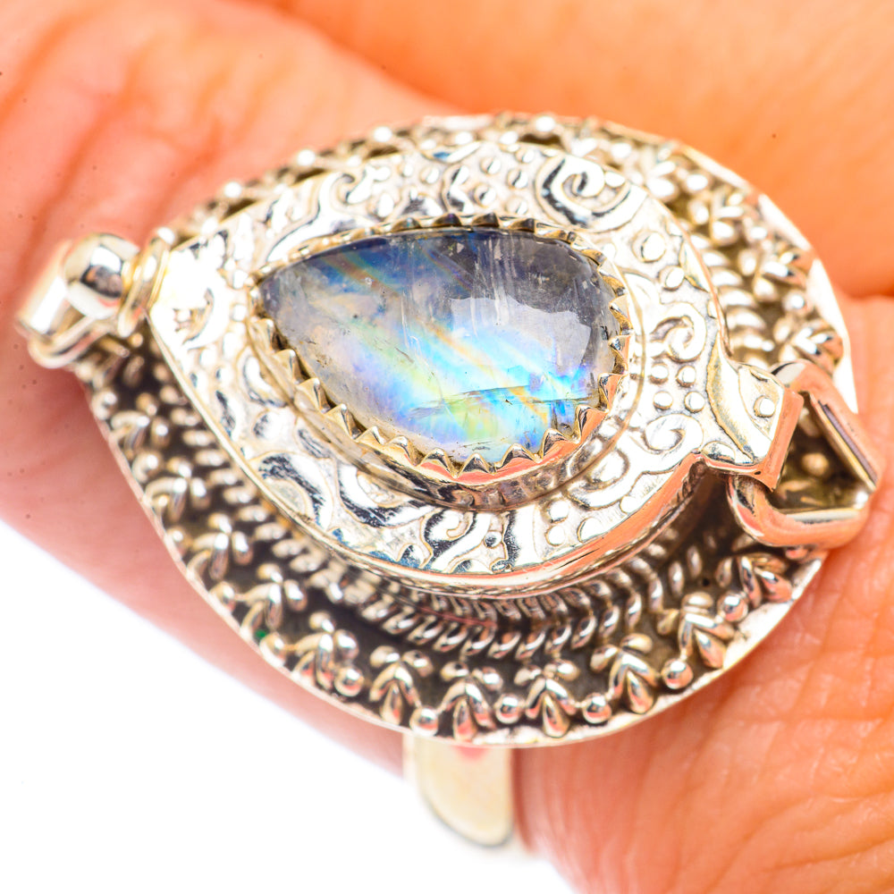 Rainbow Moonstone Rings handcrafted by Ana Silver Co - RING71411