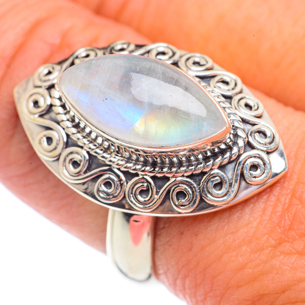 Rainbow Moonstone Rings handcrafted by Ana Silver Co - RING71412