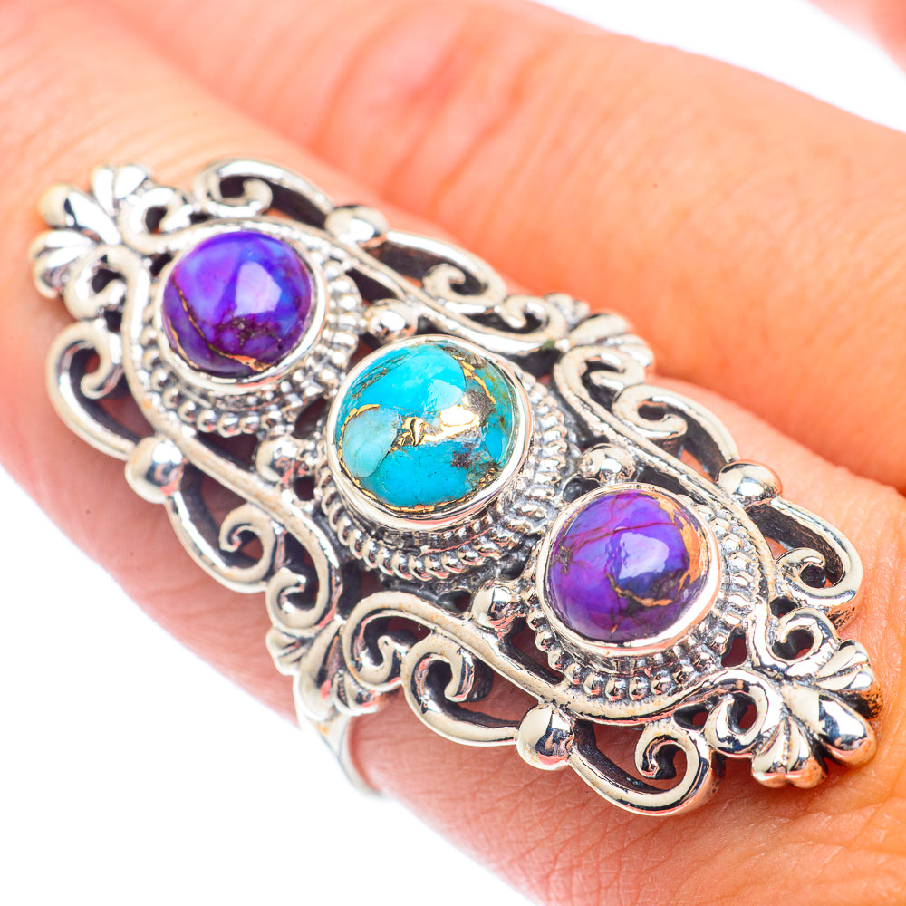 Blue Copper Composite Turquoise Rings handcrafted by Ana Silver Co - RING71416