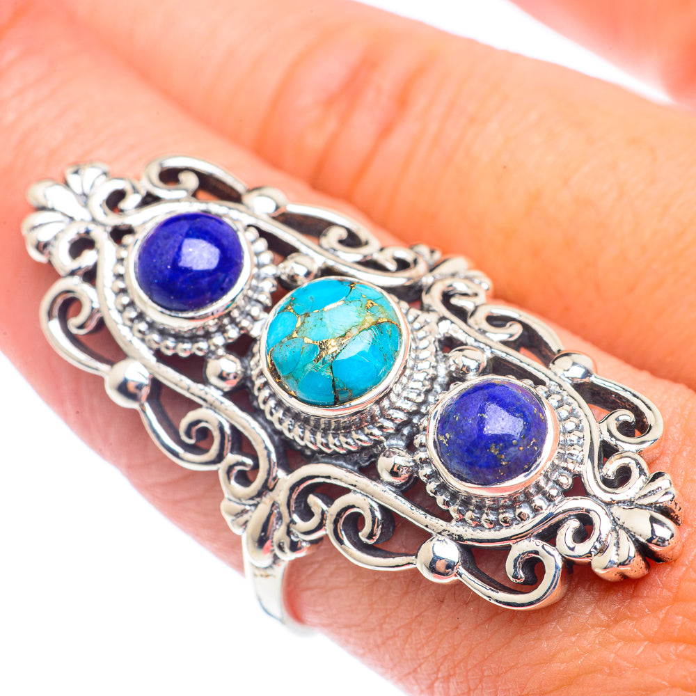Blue Copper Composite Turquoise Rings handcrafted by Ana Silver Co - RING71418