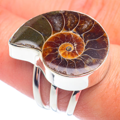 Ammonite Fossil Rings handcrafted by Ana Silver Co - RING71431
