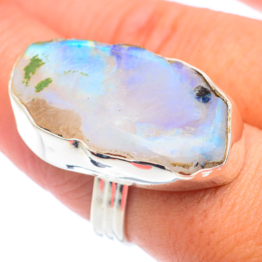 Rainbow Moonstone Rings handcrafted by Ana Silver Co - RING71448