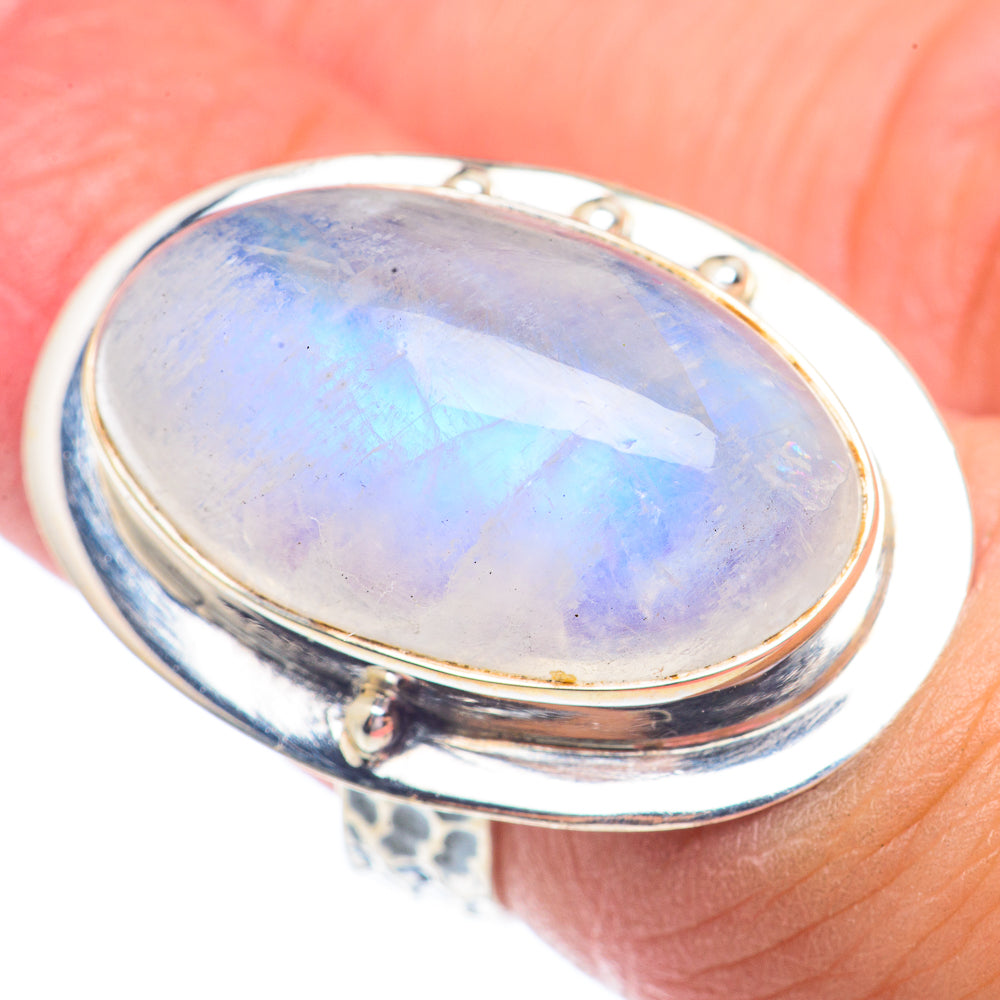 Rainbow Moonstone Rings handcrafted by Ana Silver Co - RING71449