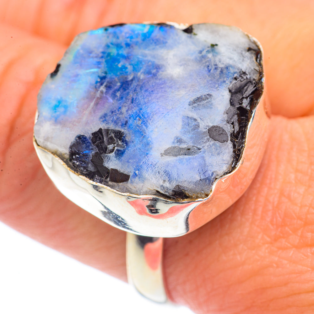 Rainbow Moonstone Rings handcrafted by Ana Silver Co - RING71485