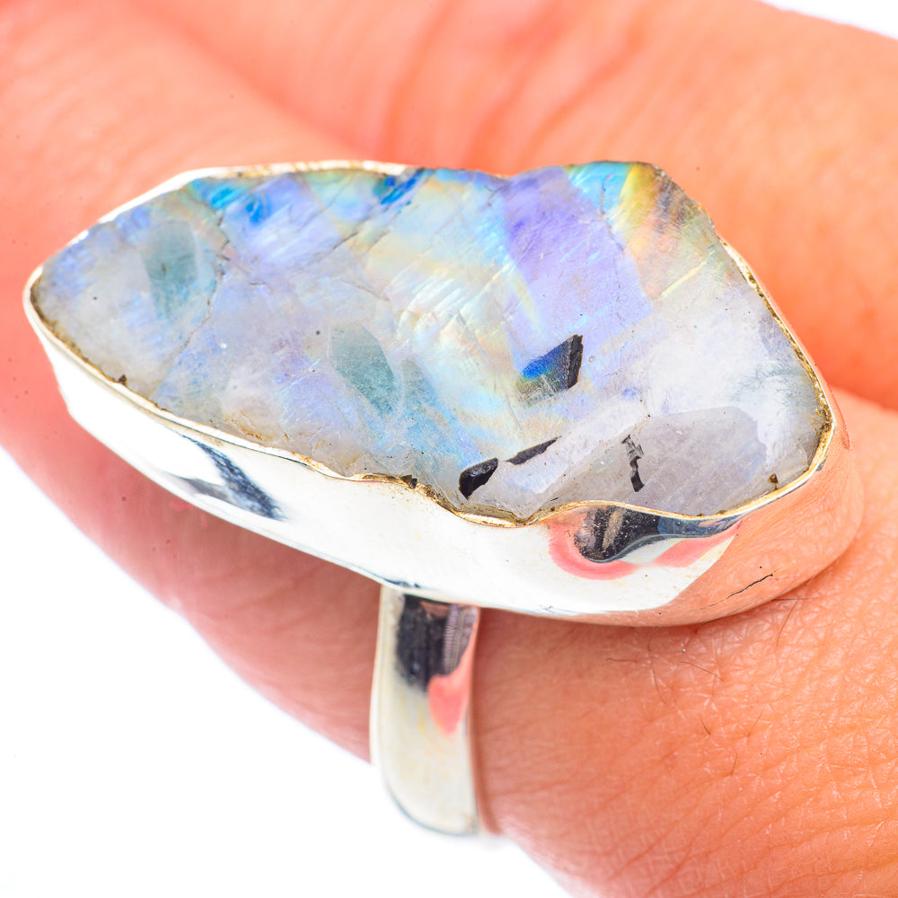 Rainbow Moonstone Rings handcrafted by Ana Silver Co - RING71486