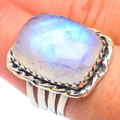 Rainbow Moonstone Rings handcrafted by Ana Silver Co - RING71520
