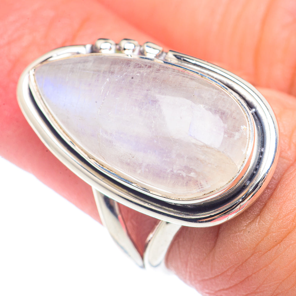Rainbow Moonstone Rings handcrafted by Ana Silver Co - RING71521