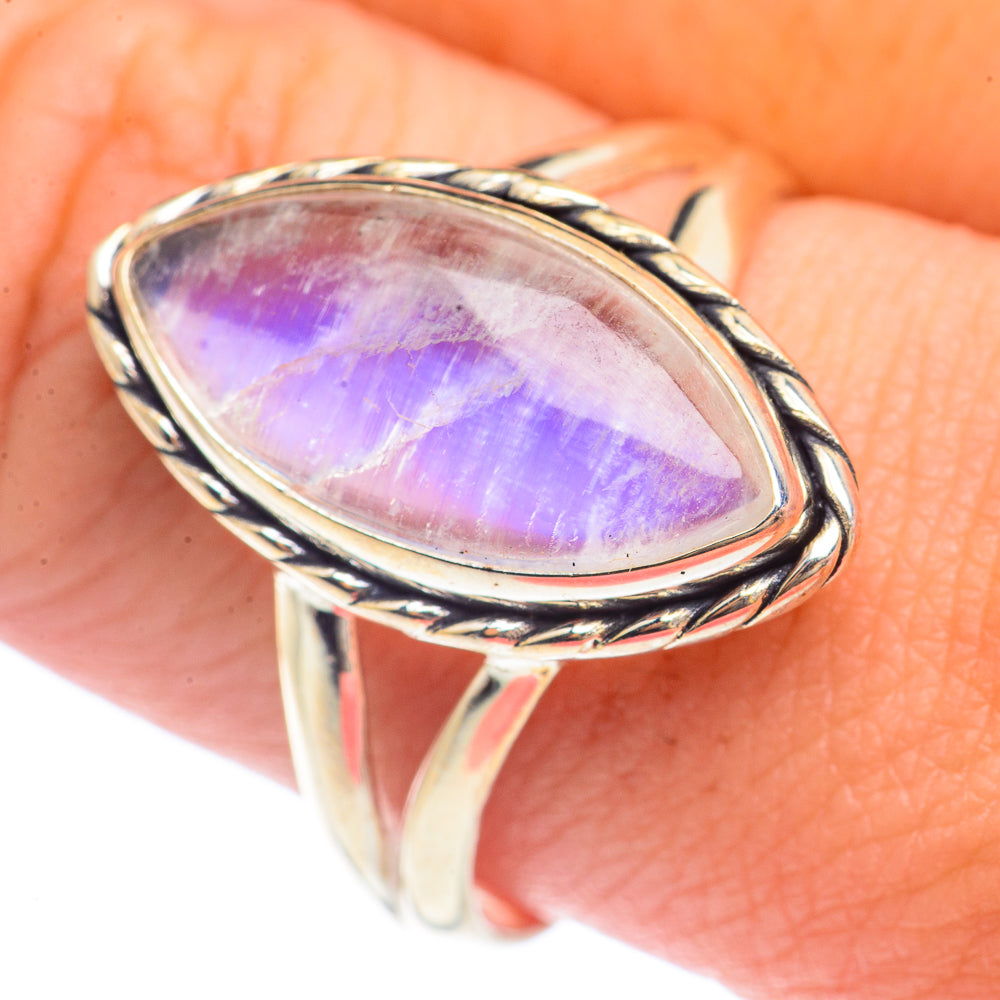 Rainbow Moonstone Rings handcrafted by Ana Silver Co - RING71523