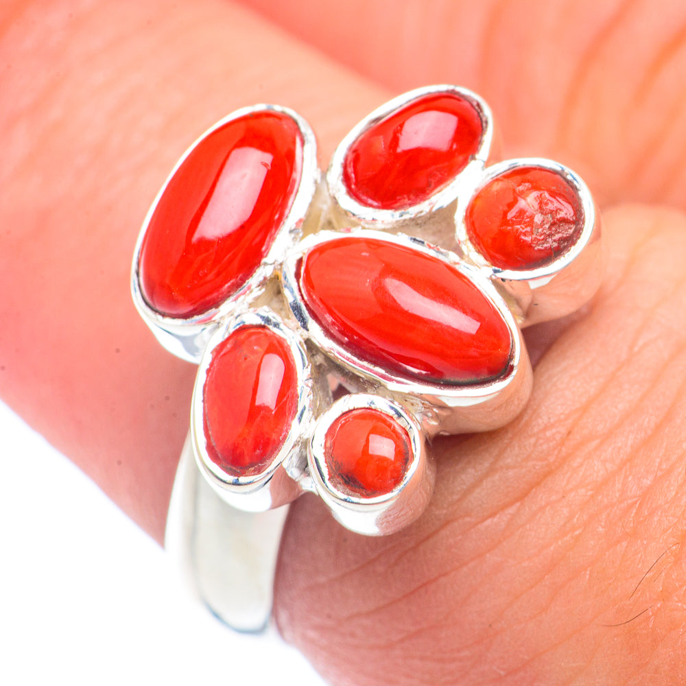 Red Coral Rings handcrafted by Ana Silver Co - RING71555