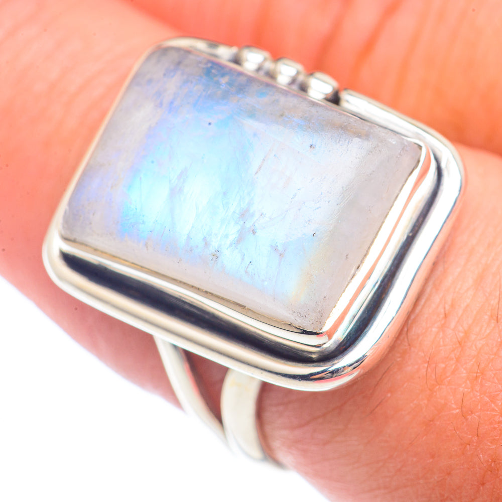 Rainbow Moonstone Rings handcrafted by Ana Silver Co - RING71561