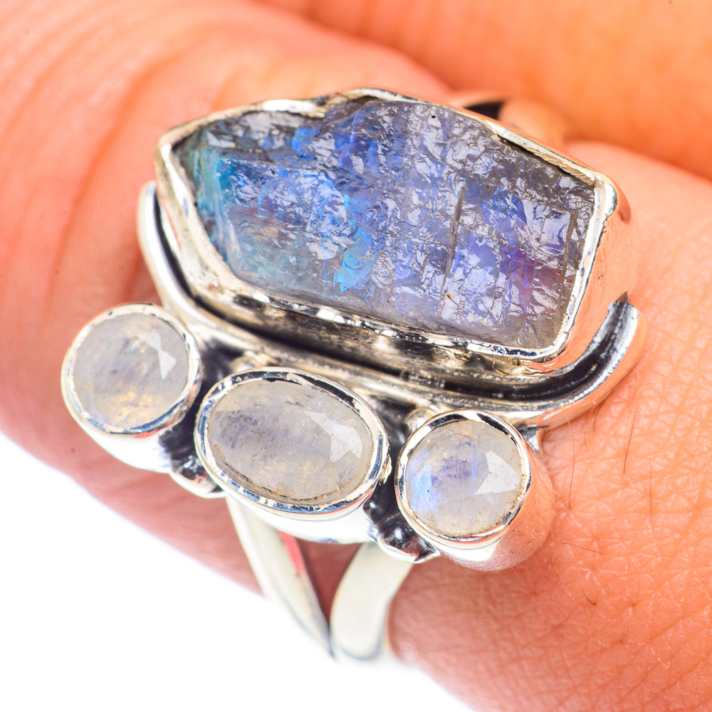 Rainbow Moonstone Rings handcrafted by Ana Silver Co - RING71562